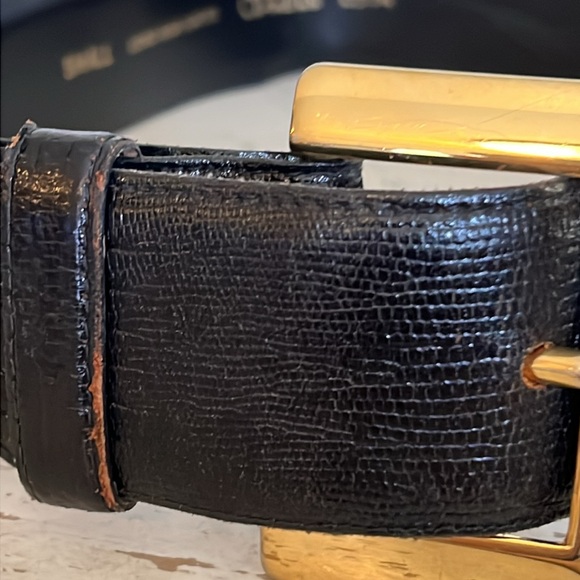 Vintage Cipriani wide Y2K lizard grain leather belt